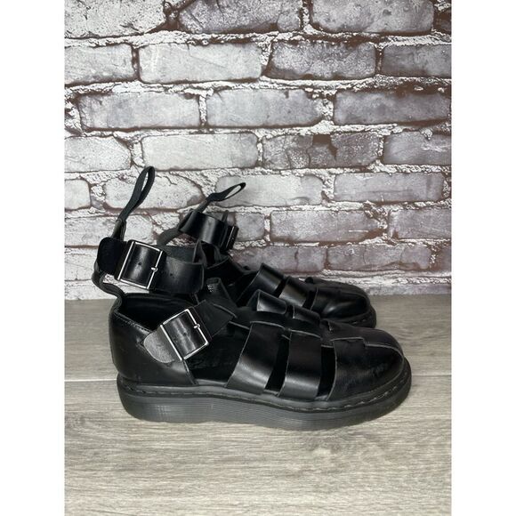 Dr. Martens Geraldo Black Leather Strap Gladiator Wedge Sandals Men’s 9M US/42EU - Picture 10 of 16